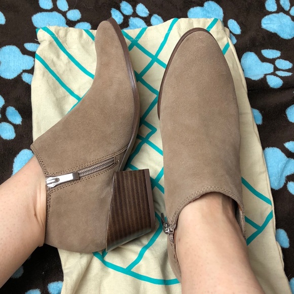 Franco Sarto Shoes - Franco Sarto Dylann Suede Taupe Booties Like new